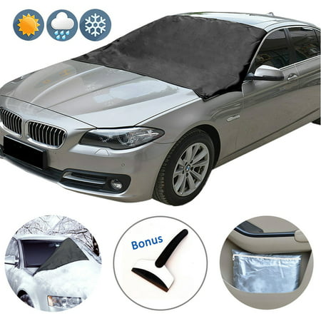 iClover Car Windshield Snow Cover with Magnetic, Ice Frost Rain Resistant Edges and Storage Bag Outdoors Car Cover Sun Shade Protector Fits Most Car,SUV,Van(84''x