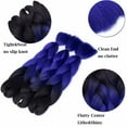 thumbnail image 4 of Benehair 6Packs Jumbo Braiding Hair Extensions Real Afro Box Braids Crochet Twist Braid Ponytail 24" Dark Black to Dark Blue, 4 of 8