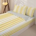 thumbnail image 2 of Castle Fairy Vintage Vertical Stripe Zipper Full Size Comforter Sets with Fitted Sheet and 2 Pillowcases,Abstract Thin Line Zipper Bedding Set,Gold Cream White,Reversible, 2 of 7