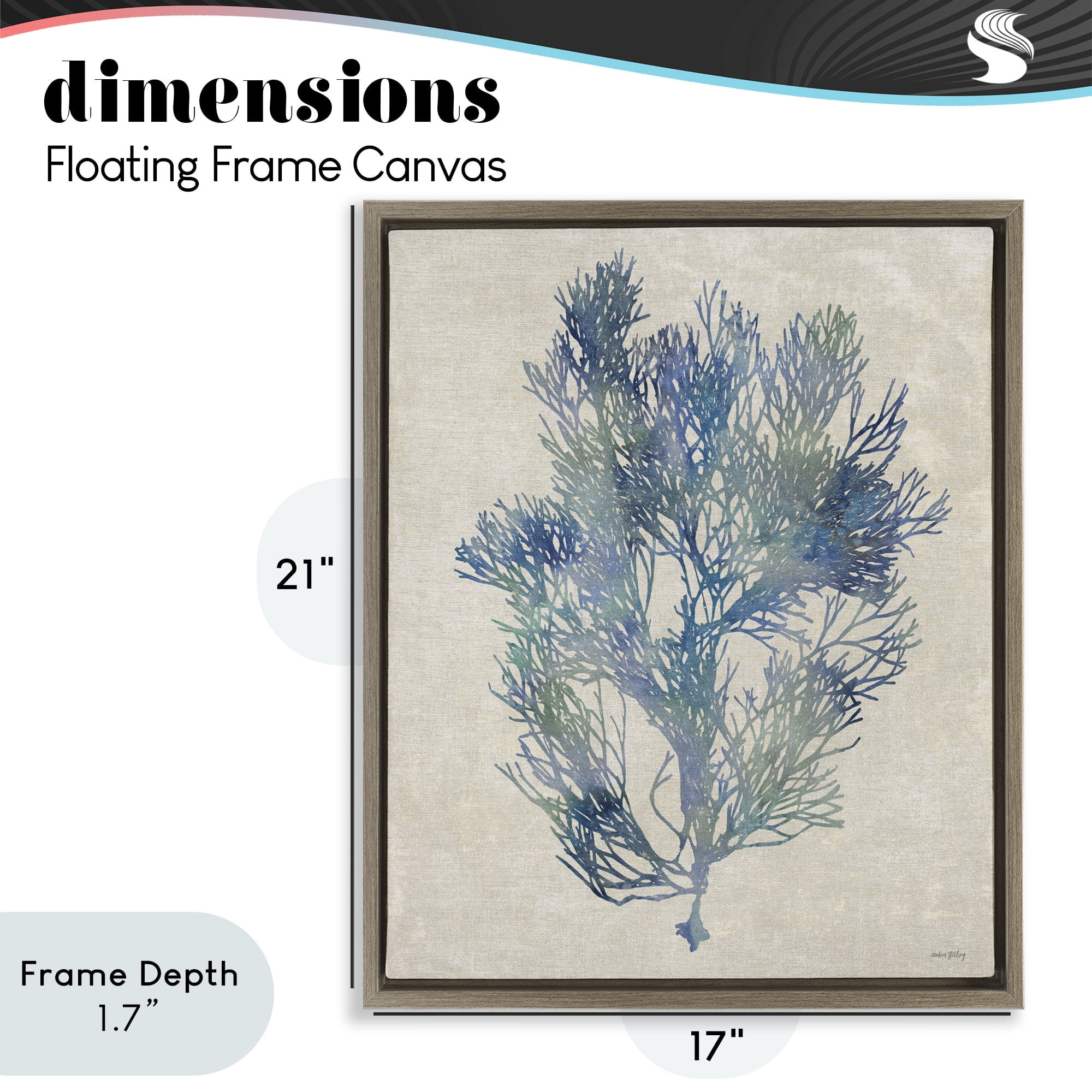 Stupell Industries Misty Blue Coral Study Brown Framed Floater Canvas Wall Art, design by Amber Sterling