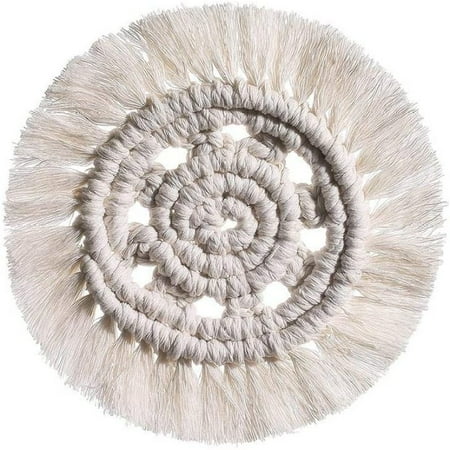 

4 Piece Handmade Macrame Coasters Set Boho Pure Handmade Cotton Braid Macrame Cup Mats Table Decor