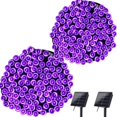 thumbnail image 1 of Guirnalda de luces de Halloween, 22 m, 200 LED, 8 modos, luces solares de Navidad, impermeables, decorativas, para jardín, patio, hogar, fiesta, boda, decoración al aire libre (morado, paquete de 2), 1 of 7