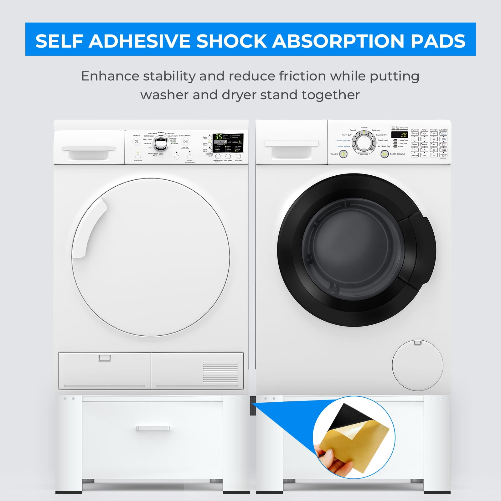 Dual Washing Machine Pedestals with Drawers 350Lb Heavy Duty Matalde 29" Laundry Pedestals 2 Sets Upgraded Design, Washer and Dryer Riser, White