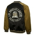 thumbnail image 3 of Men's Mitchell & Ness Olive Los Angeles Lakers Clutch Satin Raglan Full-Snap Jacket, 3 of 6