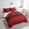 thumbnail image 3 of Feelyou Red Hippie Aztec Bedding Comforter Set 7pcs for Women, Mandala Triangle Abstract King Bedding Sets, Vintage Bohemian Style Reversible Bed Sheets, Lightweight Room Decor, 3 of 8