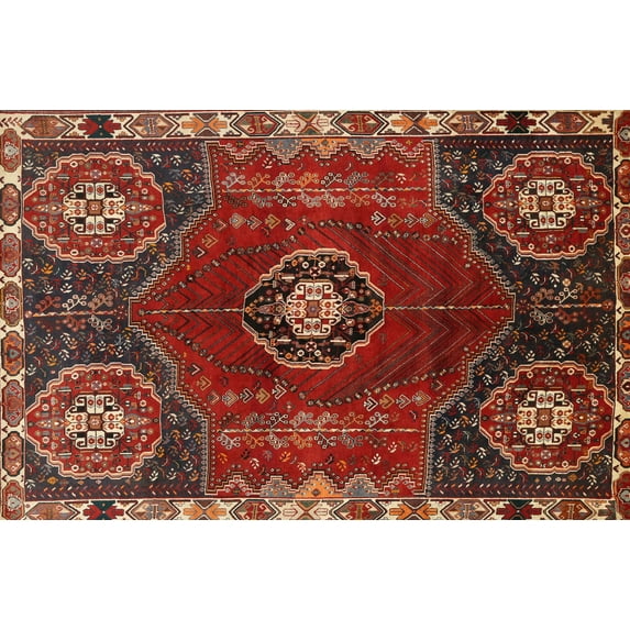 Ahgly Company Machine Washable Indoor Rectangle Traditional Tomato Red Area Rugs, 5' x 7'
