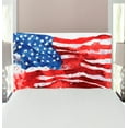 thumbnail image 1 of American Headboard, Flag of America Watercolor Splash National Independence Symbol Abstract Art, Upholstered Decorative Metal Bed Headboard with Memory Foam, Twin Size, Red Blue White, by Ambesonne, 1 of 4
