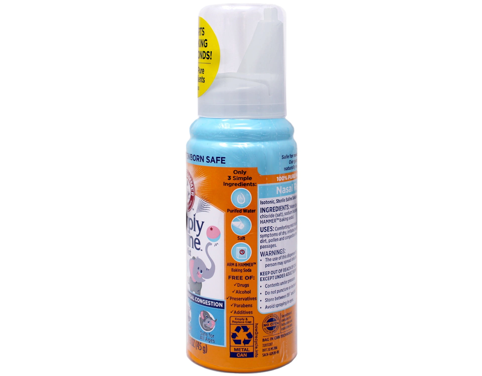 5 Pack - Arm and Hammer Simply Saline Baby Nasal Relief Mist 1.6 Ounce Each