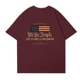 thumbnail image 5 of Dwralegc 250th Anniversary Usa Shirt Women Crewneck Short Sleeve Outfit American Flag Print Patriotic Apparel Plus Size Tee USA Casual Graphic T Shirt Wine M, 5 of 5