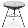 thumbnail image 1 of Noble House Nusa Outdoor Tempered Glass Top Faux Rattan Side Table in Black, 1 of 10
