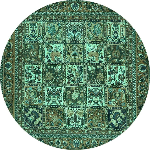 Ahgly Company Indoor Round Persian Turquoise Blue Traditional Area Rugs, 4' Round