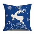 thumbnail image 5 of Fundas de cojín con temática navideña, 18 x 18, decoración navideña azul marino vibrante, tela de lino de algodón rústico suave, copo de nieve, funda de almohada de vacaciones para sofá cama, granja, JAMW Sencillez, 5 of 5