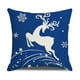 thumbnail image 5 of Fundas de cojín con temática navideña, 18 x 18, decoración navideña azul marino vibrante, tela de lino de algodón rústico suave, copo de nieve, funda de almohada de vacaciones para sofá cama, granja, JAMW Sencillez, 5 of 5