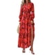 thumbnail image 1 of Vestido Maxi Floral PRETTYGARDEN Rojo de Manga Larga con Escote en V Talla L, 1 of 8