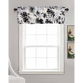 thumbnail image 3 of Black Grey Linen Curtain Valance for Bedroom/Bathroom/Kitchen/Office/Living/Dining Room Windows, Watercolor Ink Painting Aesthetics Floral Rod Pocket Topper Decorative Cafe Drapes Panel 42"x12", 3 of 6