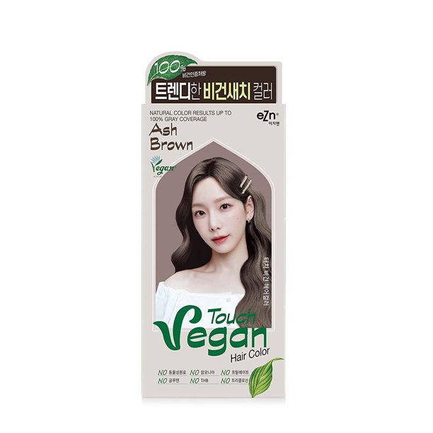 eZn Touch Vegan Permanent Hair Dye, Ash Brown Color, Vegan Ingredients