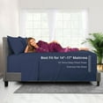 thumbnail image 2 of DeaLuxe Bedding 16” California King Extra Deep Pocket Sheet - Hotel Luxury Extra Soft Cooling Bed Sheet - 4 piece Bed Sheet Set - Perfectly Fit 14”-18” Inch Mattress - Navy Dark Blue, 2 of 8