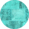 thumbnail image 1 of Ahgly Company Indoor Round Patchwork Turquoise Blue Transitional Area Rugs, 8' Round, 1 of 4