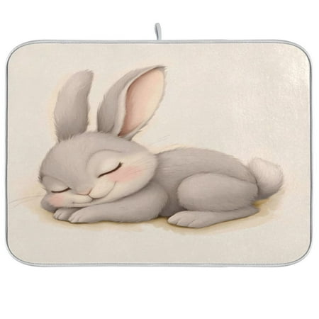 

Kitchen Drying Mat 18x24In Drying Dish Mat Dish Drying Mats Kitchen Countertop Multi-Function Drain Drying Mat Kitchen Table Smiling Bunny