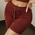 thumbnail image 2 of fatyb Women's Workout Shorts Drawstring Ribbed Biker Shorts Slim High Waist Stretch Athletic Yoga Shorts, 2 of 4