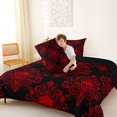 thumbnail image 4 of Homewish Bohemian Skull Queen Comforter Set,Black Red Damask Comforter Sets Queen,Halloween Duvet,Black Reversible,3 Pieces,1 Comforter and 2 Pillowcases, 4 of 7