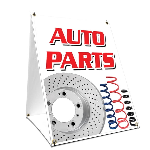 A-frame Sidewalk Auto Parts Sign With Graphics On Each Side | 24" X 36" Print Size