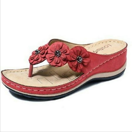 

Flower Clip Toe Beach Sandals with Rubber Sole Women\ s Flip Flops Outdoor Slippers New