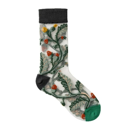 

6-Pack Womens Socks Retro Sunrise Mid Length Summer Thin Silk Socks