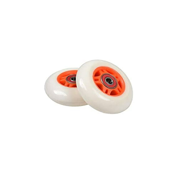 AlveyTech 76 mm Wheels for the Razor FlashRider 360 and RipRider 360 (Set of 2) - Durable White Wheel with Orange Hub with ABEC Bearings, Replacement Drift Kart and Scooter Wheel Parts, DIY Install