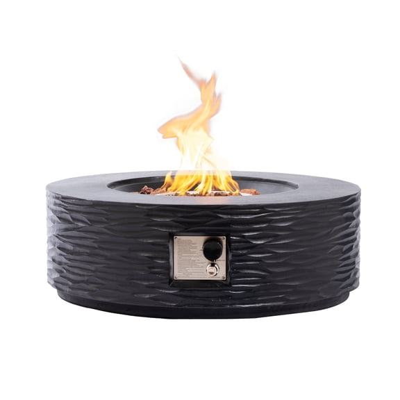 VENTOPYR 35" Round Propane Fire Pit Table,Water Ripple Design 50,000 BTU Outdoor Fire Pit