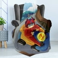 thumbnail image 4 of Race Car Soft Flannel Fleece Throw Blanket, Close Up Scene of 2 Children in a Go Kart Like Setting Down a Mountain Road, Cozy Plush for Indoor and Outdoor Use, 50" x 70", Multicolor, by Ambesonne, 4 of 5