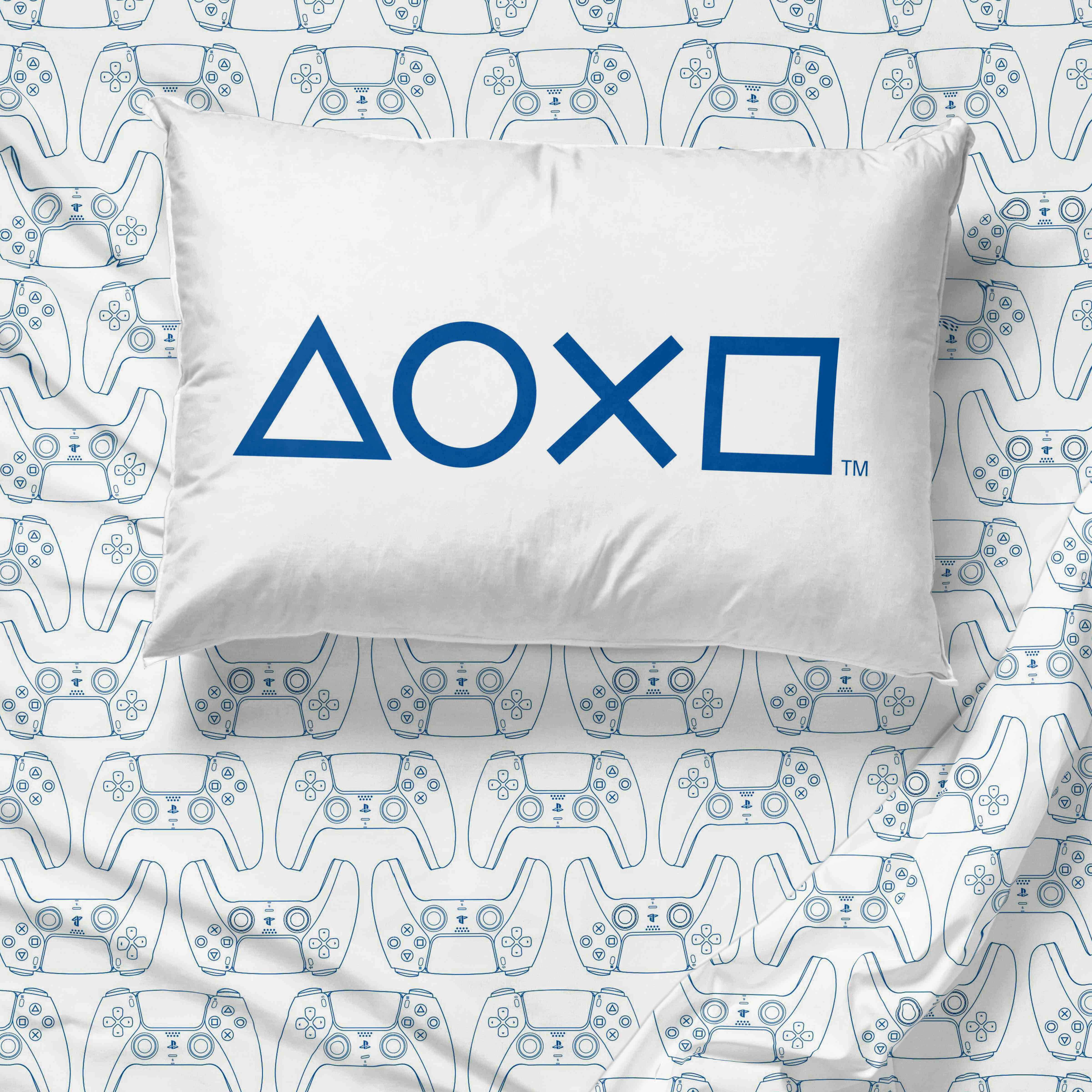 PlayStation X-Ray 4-Piece Queen Sheet Set, Polyester, Blue & White, Sony