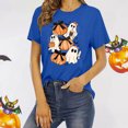 thumbnail image 5 of Trendfront Womens Halloween T Shirt Ghost Pumpkin Print Short Sleeve Crew Neck Cute Spooky Holiday Season Graphic Tees, 5 of 7