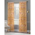 thumbnail image 4 of Orange Yellow Boho Sheer Curtains 96 Inch Length 2 Panels Set, Vintage Shabby Abstract Geometric Art Voile Window Treatment Semi Sheer Long Curtains Drapes for Bedroom/Living Room/Kitchen 52"x96"x2, 4 of 7