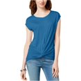 thumbnail image 1 of INC Womens Twist Front Pullover Blusa, Azul, Mediano, 1 of 1