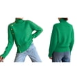 thumbnail image 3 of Women'S Long Sleeve Sweater with Gold Buttons Loose Fit Knitted Pullover Casual Tops Green XXL, 3 of 7
