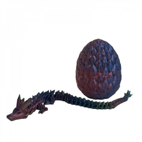 Set Of 2 Burgundy And Blue Blend Dragon And Egg 3D Printed Figurine