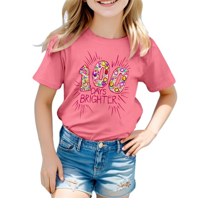 TZEWGL Chemise Mignonne pour Enfant Imprimé Graphique Col Rond Manches Courtes Vêtements pour Enfants Taille 3-4T