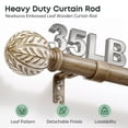 thumbnail image 5 of NewBuros Weathered Wood Wood Curtain Rod for Windows, 1" Diameter Heavy-Duty Wooden Curtain Pole Set, Adjustable Length 32 to 120 Inch with Decorative Leaf Finial., 5 of 9