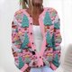 thumbnail image 1 of Cárdigan informal de punto con estampado navideño para mujer, chaqueta con botones y abrigo para mujer, 1 of 5