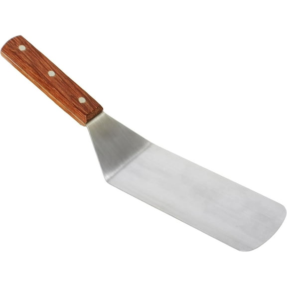 TrueCraftware- 6" Round Blade Turner Stainless Steel with Wooden Handle- Griddle Scraper Pancake Flipper Hamburger Turner for Outdoor Barbecue Turners Tools Food Service Restaurants