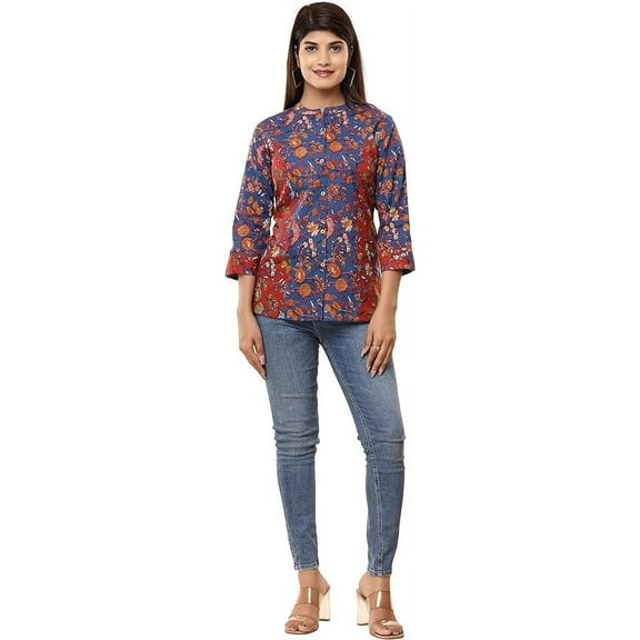 Vihaan IMPEX Floral Tunic Casual Printed Kurti Top for Women Shirt Multicolor