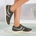 thumbnail image 5 of IEMIEMIEM Women's Sneakers Striped Faux Leather Retro Low Top Breathable Mesh Lace Up Comfort Flat Casual Walking Trainers 6.5 wide, 5 of 7
