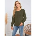 thumbnail image 4 of Long Sleeve Shirts Womens Pleated Business Casual Blouses with Smocked Cuffs Green S, 4 of 6