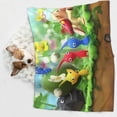 thumbnail image 5 of Lsque Pikmin Pattern Waterproof Throw Blanket Pet Blanket for Dogs & Indoor Cats, Washable - Shaggy Plush Calming Long Faux Fur & Velvet Dog Blanket -, 5 of 8