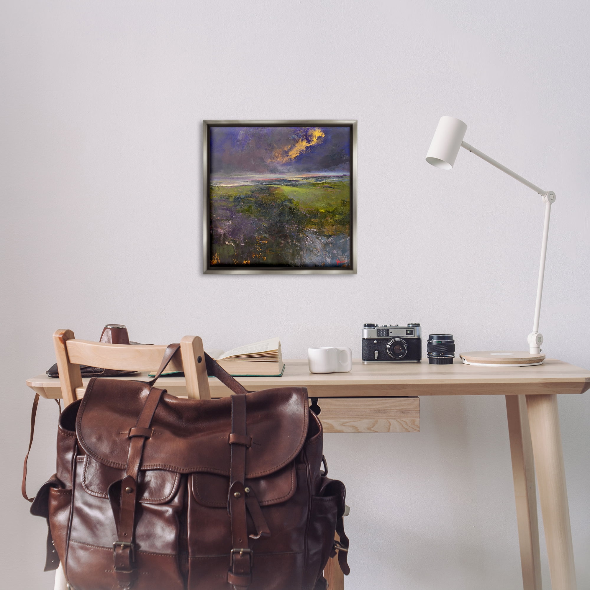 Stupell Industries Gilded Landscape Abstract Landscape & Nature Painting Gray Floater Framed Canvas Art Print Wall Art, 25 x 25