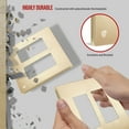 thumbnail image 5 of ENERLITES Elite Series Screwless Decorator Wall Plate Child Safe Outlet Cover, Size 2-Gang 4.68" H x 4.73" L, Unbreakable Polycarbonate Thermoplastic, SI8832-BGD, Brushed Gold, 3 Pack, 5 of 5