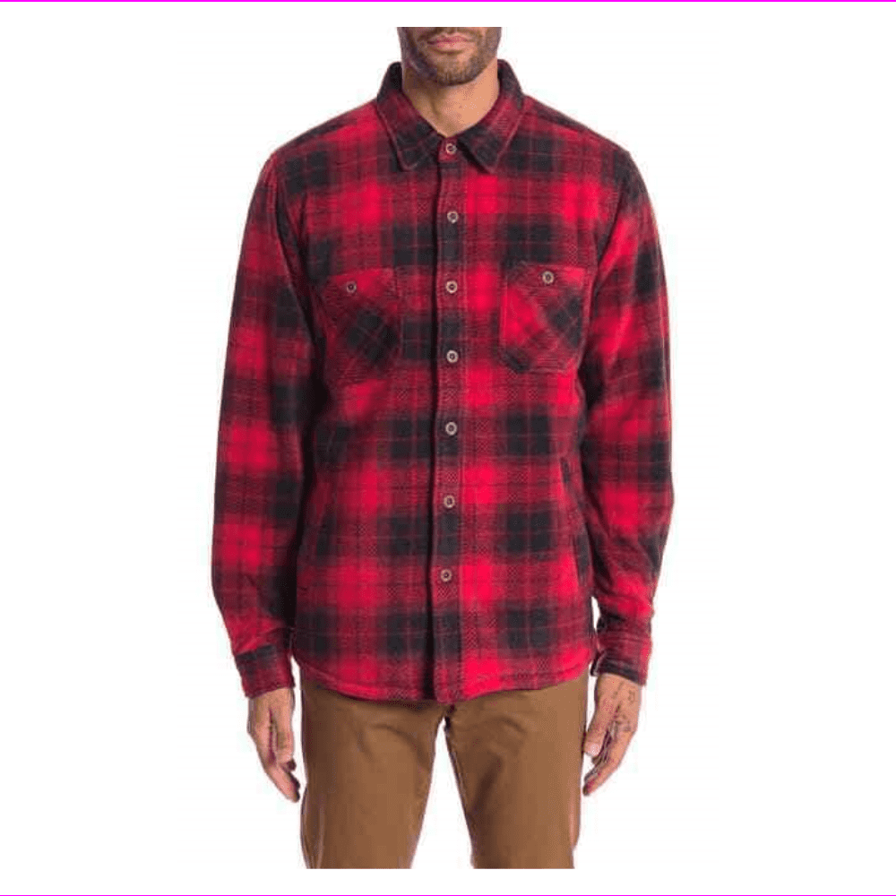 Polar Fleece Shirt Jacket,RED 