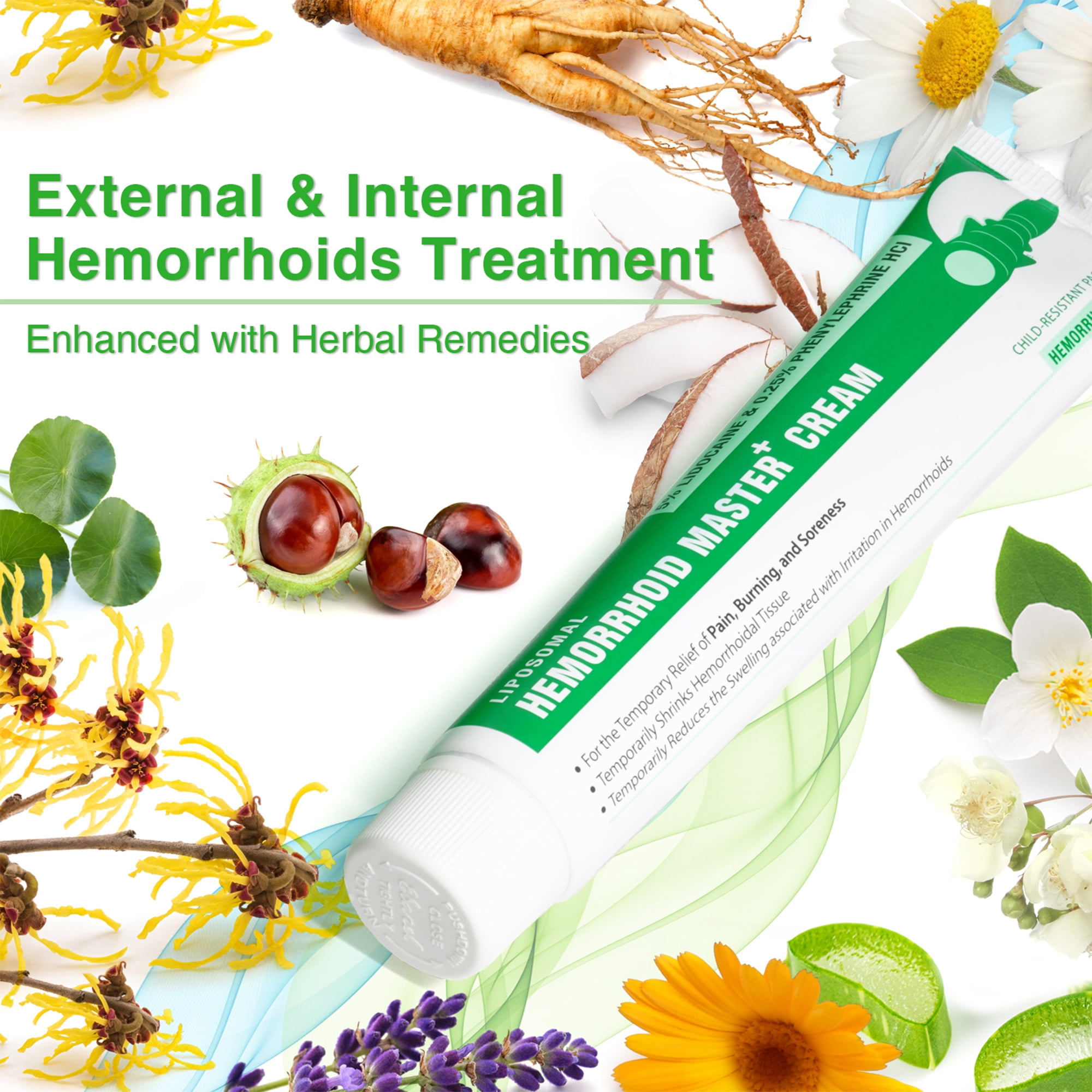Ebanel 5% Lidocaine Hemorrhoid Treatment Cream with Witch Hazel, Phenylephrine, Horse Chestnut, Vitamin B6, Zinc Oxide, External and Internal Hemorrhoids Treatment Burn Itch Pain Relief Anal Cream