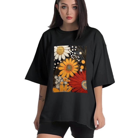Plus Size Shirt for Women Black Tops for Women Short Sleeves Shirt for Women Flower 22 T Shirt Crewneck Shirt for Women XS